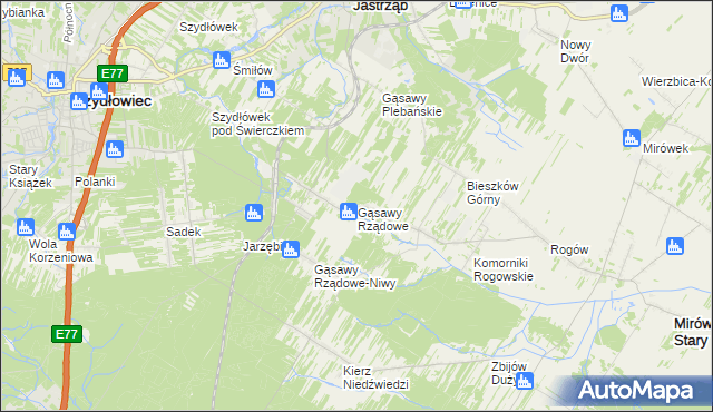 mapa Gąsawy Rządowe, Gąsawy Rządowe na mapie Targeo