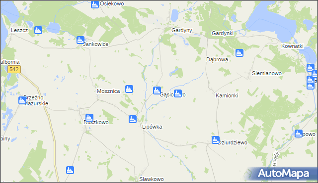 mapa Gąsiorowo gmina Działdowo, Gąsiorowo gmina Działdowo na mapie Targeo