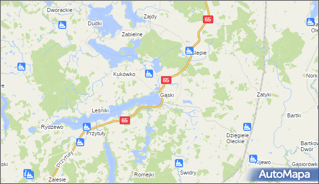 mapa Gąski gmina Olecko, Gąski gmina Olecko na mapie Targeo