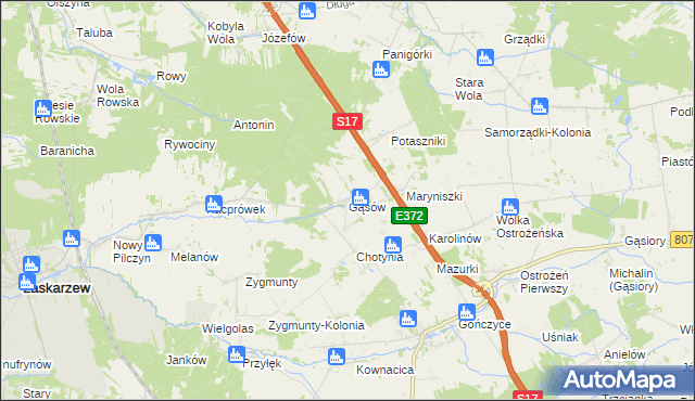 mapa Gąsów, Gąsów na mapie Targeo