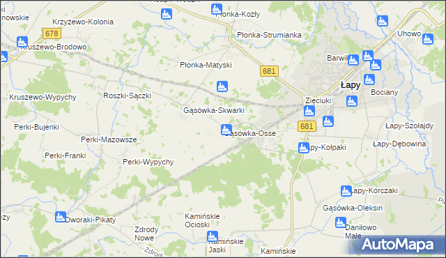 mapa Gąsówka-Osse, Gąsówka-Osse na mapie Targeo