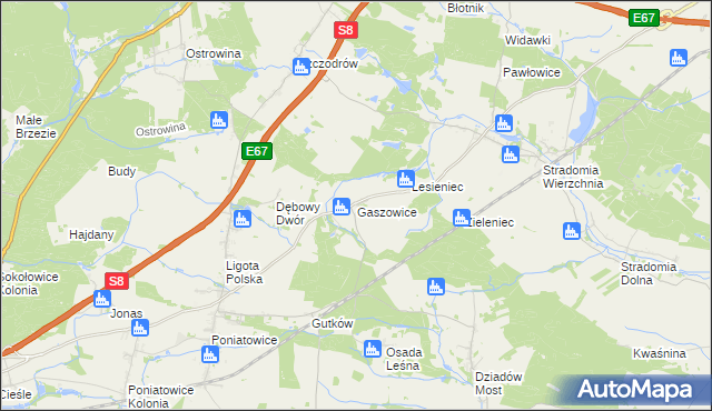 mapa Gaszowice gmina Syców, Gaszowice gmina Syców na mapie Targeo