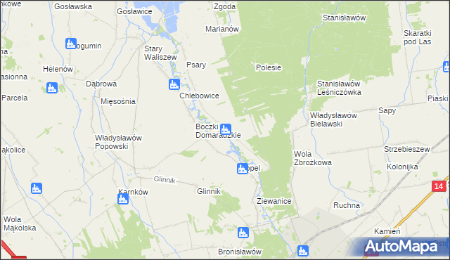 mapa Gawronki gmina Głowno, Gawronki gmina Głowno na mapie Targeo