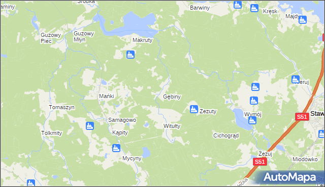 mapa Gębiny, Gębiny na mapie Targeo