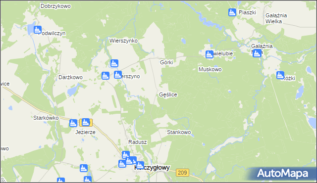 mapa Gęślice, Gęślice na mapie Targeo
