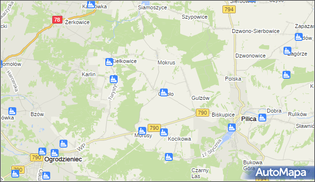 mapa Giebło, Giebło na mapie Targeo