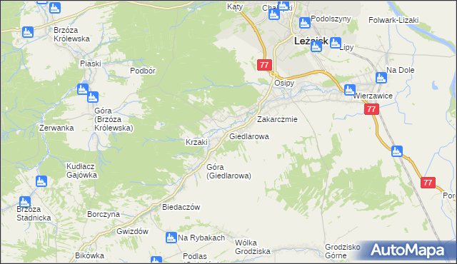 mapa Giedlarowa, Giedlarowa na mapie Targeo