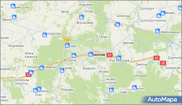 mapa Gielniów, Gielniów na mapie Targeo