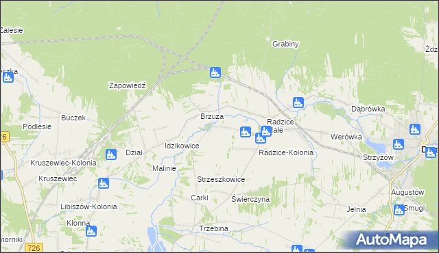 mapa Giełzów gmina Drzewica, Giełzów gmina Drzewica na mapie Targeo