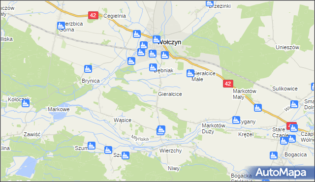 mapa Gierałcice gmina Wołczyn, Gierałcice gmina Wołczyn na mapie Targeo