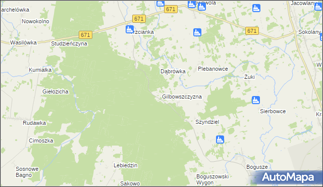 mapa Gilbowszczyzna, Gilbowszczyzna na mapie Targeo