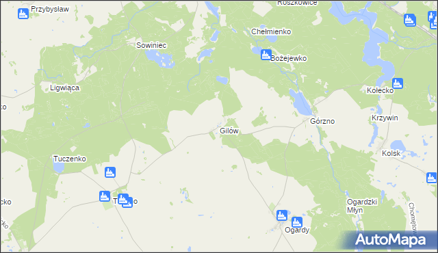 mapa Gilów gmina Strzelce Krajeńskie, Gilów gmina Strzelce Krajeńskie na mapie Targeo