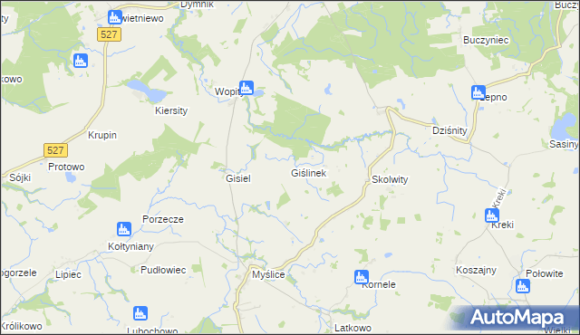 mapa Giślinek, Giślinek na mapie Targeo