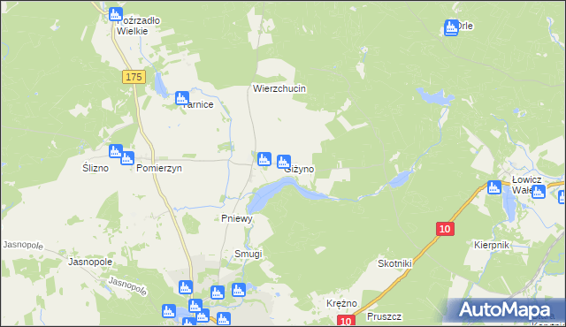 mapa Giżyno gmina Kalisz Pomorski, Giżyno gmina Kalisz Pomorski na mapie Targeo