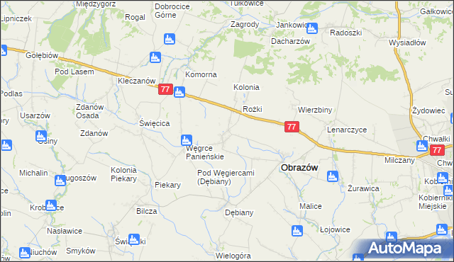 mapa Głazów gmina Obrazów, Głazów gmina Obrazów na mapie Targeo