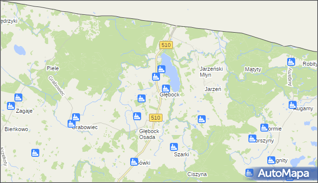 mapa Głębock gmina Lelkowo, Głębock gmina Lelkowo na mapie Targeo