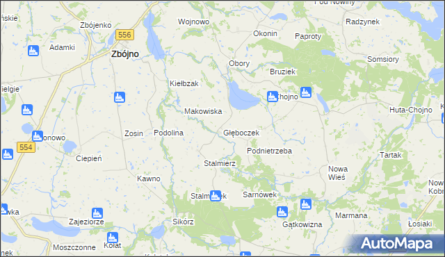 mapa Głęboczek gmina Chrostkowo, Głęboczek gmina Chrostkowo na mapie Targeo