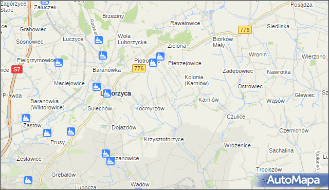 mapa Głęboka gmina Kocmyrzów-Luborzyca, Głęboka gmina Kocmyrzów-Luborzyca na mapie Targeo