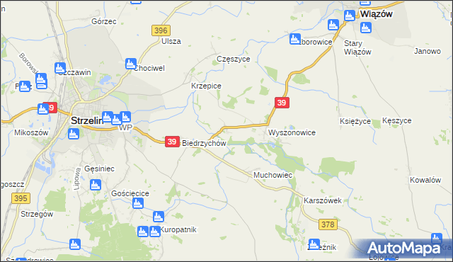 mapa Głęboka gmina Strzelin, Głęboka gmina Strzelin na mapie Targeo