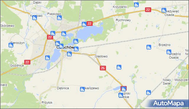 mapa Ględowo, Ględowo na mapie Targeo