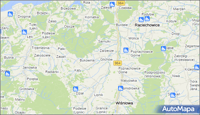 mapa Glichów, Glichów na mapie Targeo