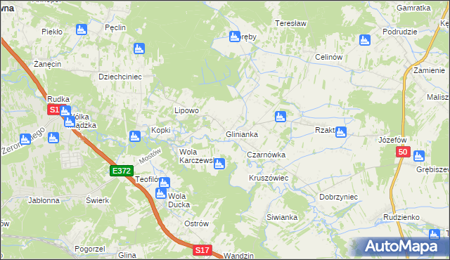 mapa Glinianka gmina Wiązowna, Glinianka gmina Wiązowna na mapie Targeo