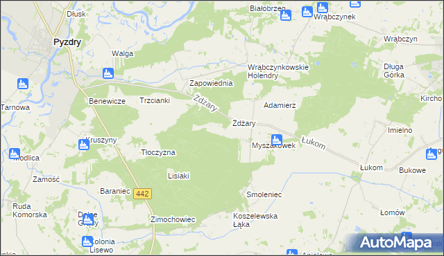 mapa Glinianki gmina Pyzdry, Glinianki gmina Pyzdry na mapie Targeo