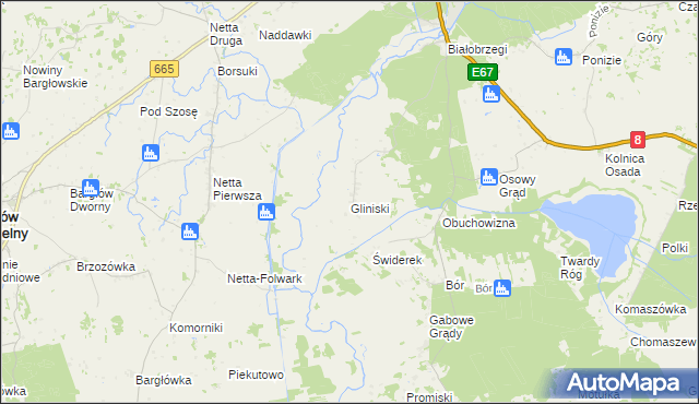 mapa Gliniski, Gliniski na mapie Targeo