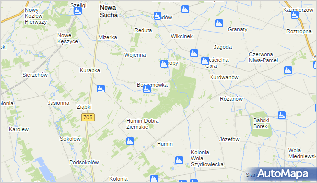 mapa Glinki gmina Nowa Sucha, Glinki gmina Nowa Sucha na mapie Targeo