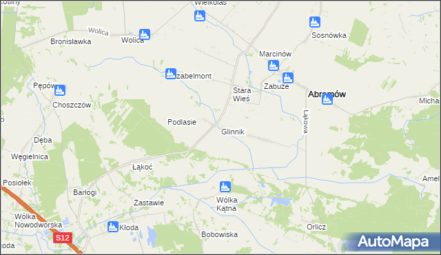 mapa Glinnik gmina Abramów, Glinnik gmina Abramów na mapie Targeo