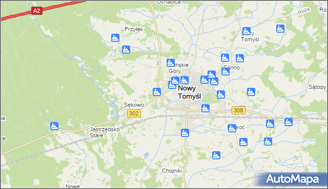 mapa Glinno gmina Nowy Tomyśl, Glinno gmina Nowy Tomyśl na mapie Targeo