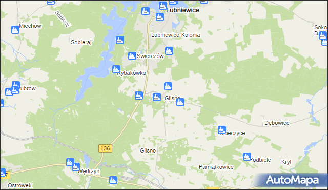 mapa Glisno gmina Lubniewice, Glisno gmina Lubniewice na mapie Targeo