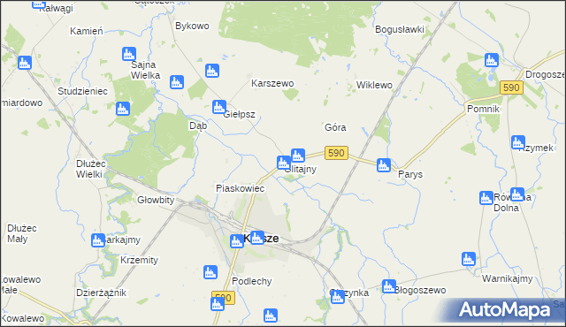 mapa Glitajny gmina Korsze, Glitajny gmina Korsze na mapie Targeo