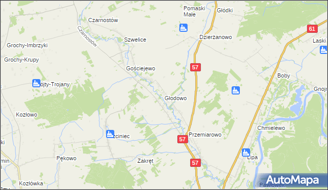 mapa Głodowo gmina Pułtusk, Głodowo gmina Pułtusk na mapie Targeo