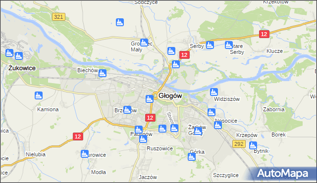 mapa Głogów, Głogów na mapie Targeo