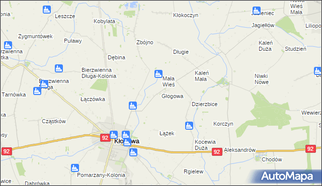 mapa Głogowa gmina Kłodawa, Głogowa gmina Kłodawa na mapie Targeo