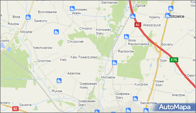 mapa Głogowiec gmina Kutno, Głogowiec gmina Kutno na mapie Targeo