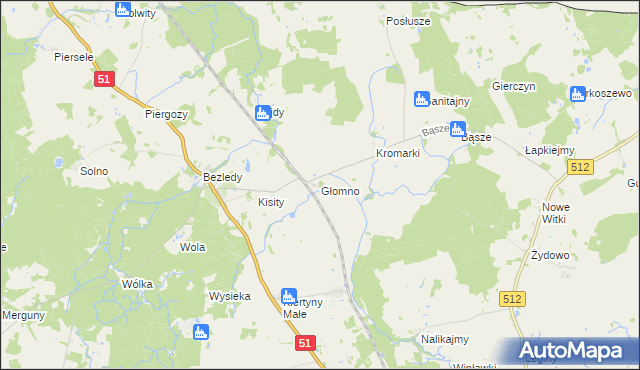 mapa Głomno, Głomno na mapie Targeo