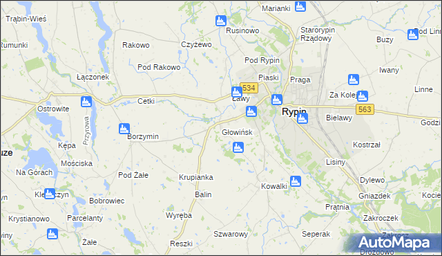 mapa Głowińsk, Głowińsk na mapie Targeo