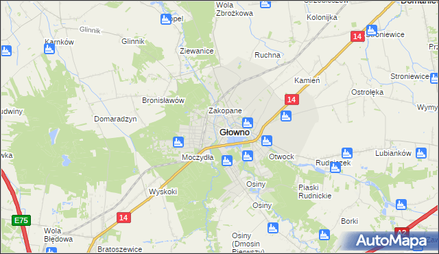 mapa Głowno, Głowno na mapie Targeo