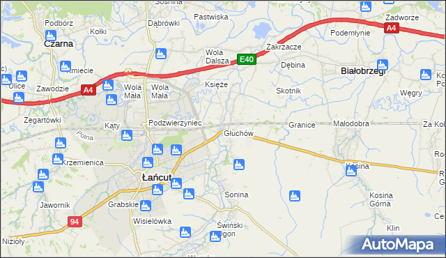 mapa Głuchów gmina Łańcut, Głuchów gmina Łańcut na mapie Targeo