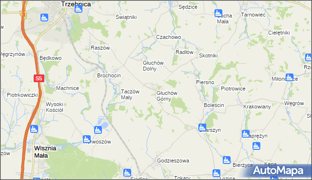 mapa Głuchów Górny, Głuchów Górny na mapie Targeo