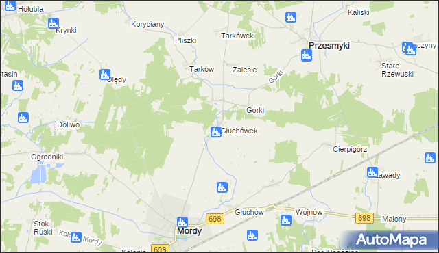 mapa Głuchówek gmina Przesmyki, Głuchówek gmina Przesmyki na mapie Targeo