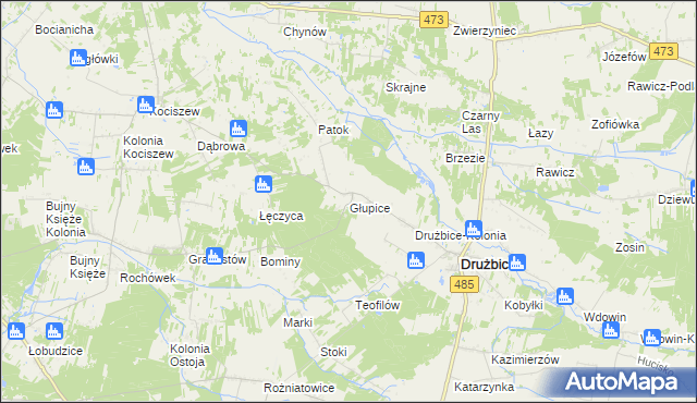 mapa Głupice, Głupice na mapie Targeo