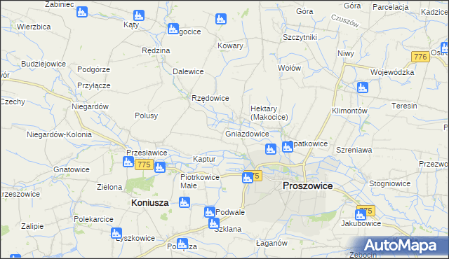 mapa Gniazdowice, Gniazdowice na mapie Targeo