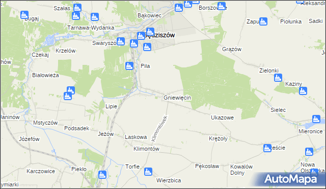 mapa Gniewięcin, Gniewięcin na mapie Targeo