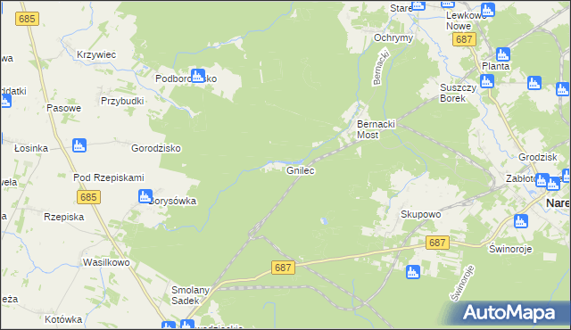 mapa Gnilec, Gnilec na mapie Targeo