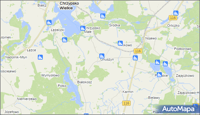 mapa Gnuszyn, Gnuszyn na mapie Targeo