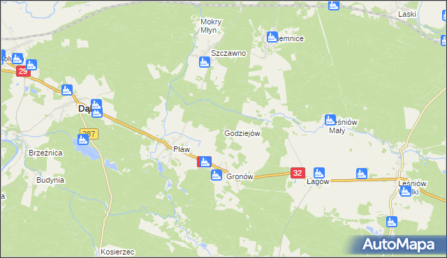 mapa Godziejów, Godziejów na mapie Targeo