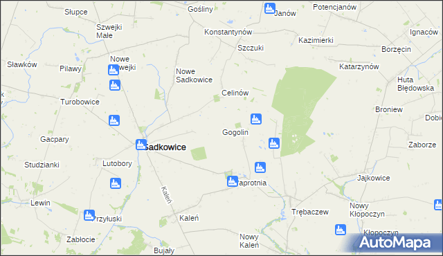 mapa Gogolin gmina Sadkowice, Gogolin gmina Sadkowice na mapie Targeo